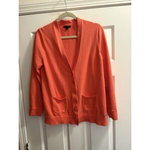 Tommy Hilfiger Womens Orange Cotton V-Neck Button Front Cardigan Sweater XL